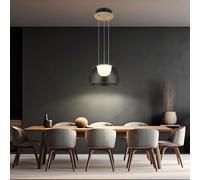 Suspension lampe suspendue plafonnier salon lumière salle à manger lumière, métal verre laiton satiné, 1x LED 10W 665Lm 3000K blanc chaud, H 120 cm