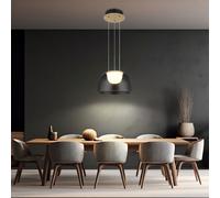 Suspensions Lampe à Suspension Laiton LED Luminaire de Salon Verre Blanc Chaud