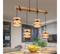 Suspensions Lampe Bois Lumière pour Salle à Manger 4-Flammig Grille Noir