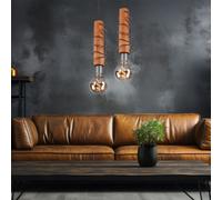 Suspensions Lampe Bois Lumière pour Salle à Manger Braun Métal Noir 2x