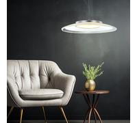 Lampe à suspension lampe de table à manger moderne lampe suspendue anneau lampe à suspension LED salon, métal, 1x LED 12W 930lm 3000K blanc chaud, DxH 40x125 cm