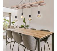 Suspensions Lampe Holzleuchte Vintage Échelle en Bois Nature 4 Feux E27 L 115 CM