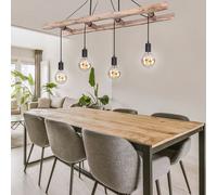 Suspensions Lampe Holzleuchte Vintage Échelle en Bois Nature 4 Feux E27 L 115 CM