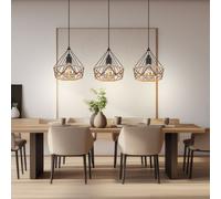 Suspensions Lampe Salle à Manger 3-Flammig Chanvre Grille LED L 100 CM
