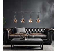 Suspensions Lampe Salle à Manger 4 à Flammes E27 Gris Antique Industriel