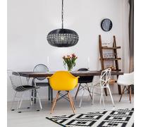 Suspensions Lampe Salle à Manger E27 Nickel Mat Grille Cristaux Transparent