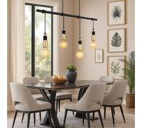 Suspensions Lampe Salle à Manger Laiton Noir 4xE27 Réglable en Hauteur