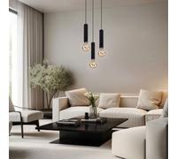 Suspensions Lampe Salle à Manger Luminaire Suspendu 3-Flammig Noir Bois de Salon