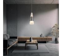 Suspension satinée salle à manger suspension LED suspension salon, nickel mat, métal acrylique, 5W 300Lm blanc chaud, DxH 12x100 cm