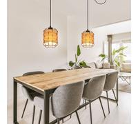 Suspensions Lampe Salle à Manger Optique Bois Réglable en Hauteur 2er Set