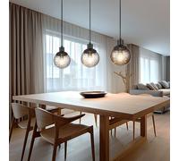 Suspensions Lampe Salle à Manger Verre Fumée Cristaux Réglable en Hauteur