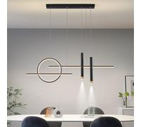 Suspensions LED D'éclairage Intérieur Moderne Dimmable Lustre Cuisine Lumiere Suspension Salon Table à Manger Lustre Hauteur Réglable pour Salle a Manger Bureau Luminaires Suspendus (Noir, 120cm)