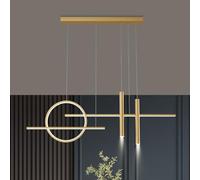 Suspensions LED D'éclairage Intérieur Moderne Dimmable Lustre Cuisine Lumiere Suspension Salon Table à Manger Lustre Hauteur Réglable pour Salle a Manger Bureau Luminaires Suspendus (Or, 120cm)
