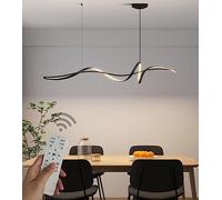 Suspensions LED Table à manger Suspension à intensité variable Noir Spirale Design L120cm Luminaires de salle à manger Avec télécommande Luminaires de table à manger Salon Cuisine Bureau (Noir)