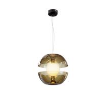 Suspensions LED Verre Fumé Rond Ø 30,2 CM en Or 3000 K Suspendue Lampe