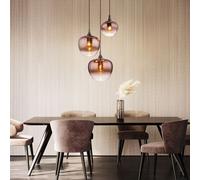 Suspensions Lumière pour Salle à Manger 3 à Flammes Verre Cuivré (E) H 120 CM