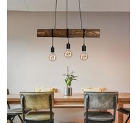 Suspensions Lumière pour Salle à Manger Hauteur Réglable Bois Noir 3-flammig