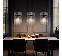 Suspensions Lumière pour Salle à Manger Verre Fumée 3 à Flammes Noir H