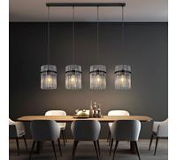 Suspensions Lumière pour Salle à Manger Verre Noir Cuisine 4 à Flammes LED