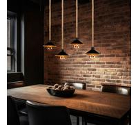 Suspensions Luminaire Suspendu 4 à Flammes Chanvre Réglable en Hauteur Or