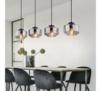 Suspensions Luminaire Suspendu à Manger 4 à Flammes Fumée Écrans en Verre LED
