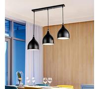 Suspensions luminaires Aluminium Iuminaires Style Industriel,Noir Suspensions Vintage,3 flamme E27 Plafonnier Avec support 50CM,Cuisine Salon Salle à Manger Bar Chambre.