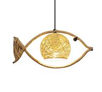 Suspensions, Lustre tissé en Corde de Chanvre, Abat-Jour en Forme de Poisson, Fait à la Main, Boule Creuse en rotin, décoration d'intérieur, Lanterne à tête Unique, luminaire Suspendu pour Salle à ma