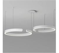 Suspensions, Lustres Compatibles avec La Salle à Manger LED Maison Table à Manger Suspension Salon Chambre Plafond Lustre Moderne Rond Anneau Lampe, White, 2 Rings