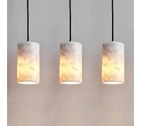 Suspensions Minimalistes En Marbre Pour Îlot de Cuisine, Ensemble de 3 Lampes Suspendues Cylindriques En Pierre Naturelle, Petit Luminaire Suspendu Moderne Pour Salle À Manger (Noir)/Blanc