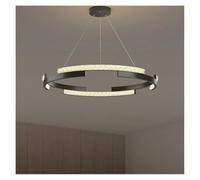 Suspensions Modernes pour Salon, Salle à Manger, Cuisine, Anneaux circulaires, LED, Noir, plafonnier Suspendu (luminosité réglable)