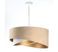 Suspensions Pendelleuchte Tissu Beige Or E27 Rond Ø 50 CM Velours Optique