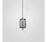Suspensions Postmoderne Verre Suspension Lampe Lumière Luxe Tête Unique Géométrique Cercle Verre Abat-Jour Bleu Eau Ambre Gris Fumé Finition avec 5w LED Lumière Chaude, Water Blue, 31 * 13cm