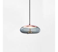 Suspensions Postmoderne Verre Suspension Lampe Lumière Luxe Tête Unique Géométrique Cercle Verre Abat-Jour Bleu Eau Ambre Gris Fumé Finition avec 5w LED Lumière Chaude, Amber, 18 * 26cm