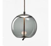 Suspensions Postmoderne Verre Suspension Lampe Lumière Luxe Tête Unique Géométrique Cercle Verre Abat-Jour Bleu Eau Ambre Gris Fumé Finition avec 5w LED Lumière Chaude, Smoky Gray, 18 * 26cm
