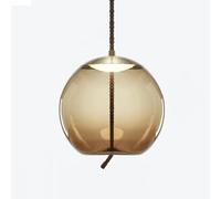 Suspensions Postmoderne Verre Suspension Lampe Lumière Luxe Tête Unique Géométrique Cercle Verre Abat-Jour Bleu Eau Ambre Gris Fumé Finition avec 5w LED Lumière Chaude, Amber, 30 * 28cm
