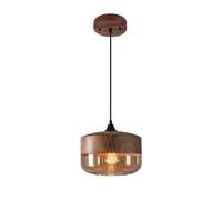Suspensions pour îlot de Cuisine luminaires en Verre soufflé à la Main Finition Noyer Style Ferme Moderne luminaires en Verre Cognac pour Hall d'entrée Suspension au-Dessus de la Table Hauteur réglab