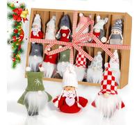 Suspensions pour Sapin de Noël, 12 Pièces Lutins/Bonhommes Tricotés Mini en Peluche Pendentif Arbre De Noël GNOME, Faites à La Main Décoration Arbre de Noël pour la Maison, Les Restaurants, Le Bureau