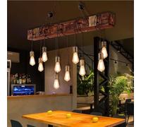 Suspensions rétro en Bois, 10 Lampes en métal, Style Country améin, idéales pour Une Table à Manger ou Une Cuisine.