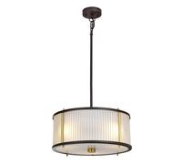 Suspensions Rond 40 CM Verre Acier 3x E27 Marron Clair Suspendue Salle à Manger