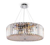 Suspensions Rond Chrome Ø 53 CM Art Déco Cristal 8x E27 Lampe Suspendue à Manger