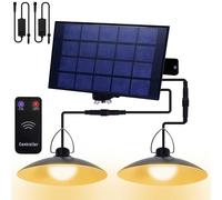 Suspensions solaires d'extérieur, lampes à double ampoule avec panneau solaire amélioré pour un éclairage automatique continu du crépuscule à