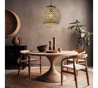 Lampe à suspension en bambou, lampe de table à manger, lampe de salon, style bohème, tresse, 1x E27, DxH 30 x 120 cm