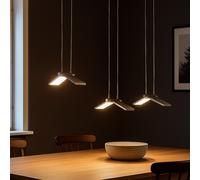 Suspension plafonnier LED lampe de table à manger dimmable suspension, nickel mat, 26,5W 1700lm blanc chaud, 70,5 x 35 x 150 cm