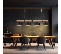 Suspensions Suspension Holzleuchte Lampe de Salon Couleur Or Rond H 120 CM