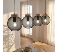 Suspensions Suspension Käfigleuchte Luminaire de Salon Grille Bois Noir E27
