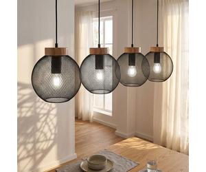Suspensions Suspension Käfigleuchte Luminaire de Salon Grille Bois Noir E27