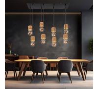 Suspensions Suspension Luminaire de Salon Lampe Bois Nature 8 à Flammes L 98 CM