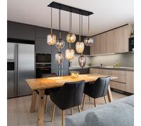 Suspensions Suspension Table En Verre Ambre Laiton 8 Flammes H 120 CM