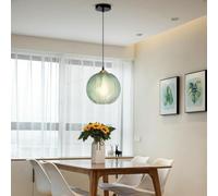 Suspensions Vertes avec Abat-Jour en Verre Vert, E27, Hauteur Réglable, Design Moderne, Luminaire Suspendu en Verre pour Salle à Manger Ou Salon., Single