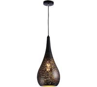 Suspensions Vintage Cafe LOFT Suspension Noir Simple Lustre en Métal Fer Industriel Vent Suspendu Abat-Jour Creux Tête Unique Douille E27 Plafonnier Compatible avec Salon Chambre Lig